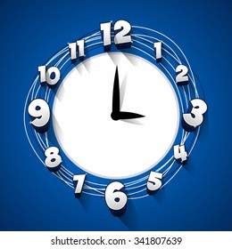 Creative abstract white and blue clock vector illustration