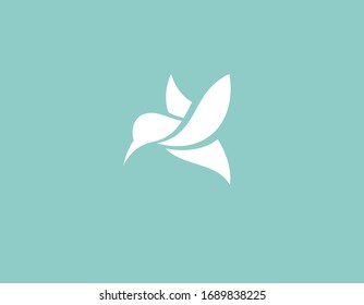 Creative abstract white logo hummingbird bird icon for your company