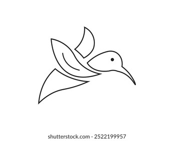 Creative abstract white logo hummingbird bird icon for your company,bird leaf logo vector icon line art outline template,vector line art of abstract colorful hummingbird, colibri wall art design, 