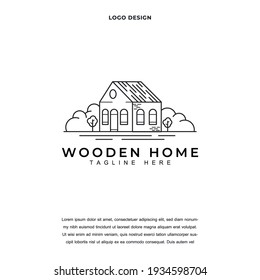 Creative abstract wooden house icon logo design color editable vector illustration
