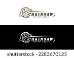 Creative abstract woodworking chainsaw logo design template