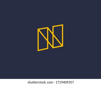 Creative abstract yellow linear geometric logo letter N icon icon for your company