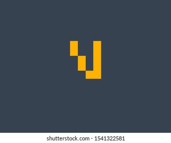Creative abstract yellow logo icon sign letter V for company