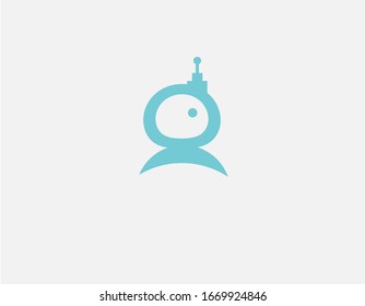 Imagen de un robot con icono azul de abstracción creativa para su empresa