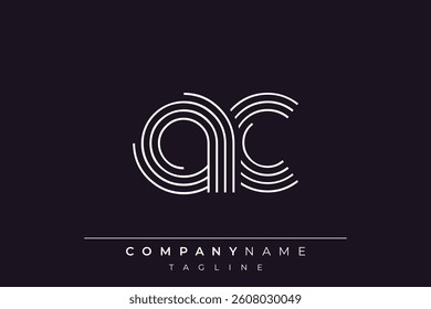 Creative AC lines letter logo design. A simplistic and elegant abstract logo design with linear patterns and initials, suitable for contemporary branding.