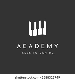 Creative academy music piano logo design. Logo for orchestra, community, studio.