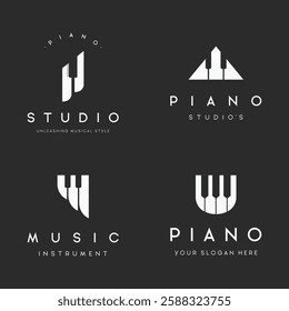 Creative academy music piano logo design. Logo for orchestra, community, studio.