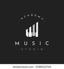 Creative academy music piano logo design. Logo for orchestra, community, studio.