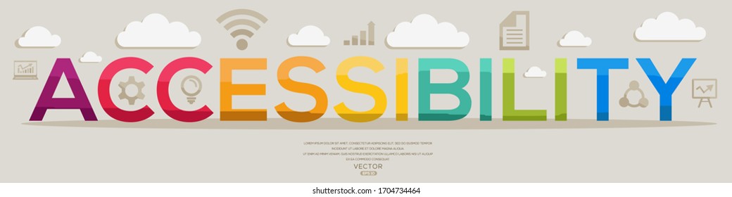 Diseño creativo (accesibilidad), letras e iconos,Ilustración vectorial.