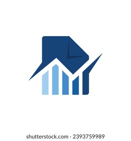 Plantilla de diseño de logotipo de contabilidad creativa. Logotipo de contabilidad financiera, con papel plegable o libro para el análisis de la gráfica de saldos contables. Con el concepto moderno de ilustración vectorial.