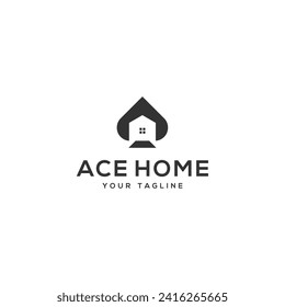 Creative Ace Spade Home Real Estate Logo Design Vector illustration template