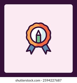 Creative achievement symbol with pencil award, design element isolated icon