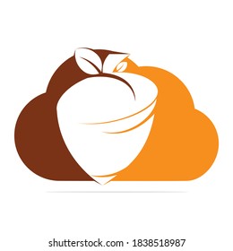 Creative Acorn cloud shape logo Design Template. Autumn love vector logo design.