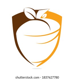 Creative Acorn Concept Logo Design Template. Shield Acorn logo illustration vector template.