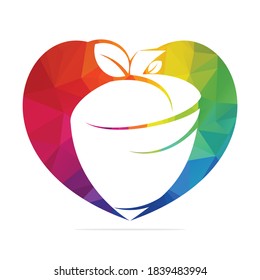 Creative Acorn heart shape logo Design Template. Autumn love vector logo design.