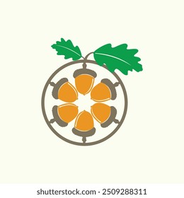 Idea creativa del diseño del logotipo de la bellota.