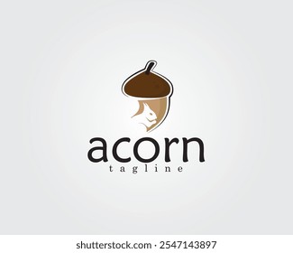 creative acorn with squirrel shadow logo design