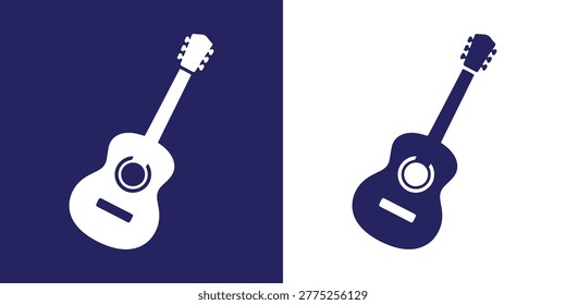 Creative acoustic guitar icon illustration representing music, entertainment, performance, festival, and artistic creativity. Minimal vector design perfect for branding, mobile apps, websites, posters, and educational projects.
