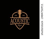Creative of acoustic guitar music logo design template