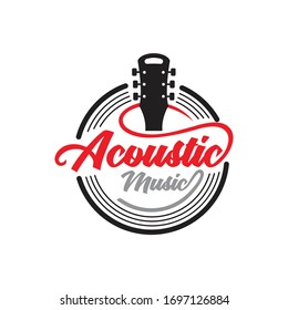 Creative Of Acoustic Guitar Music Logo Design Template