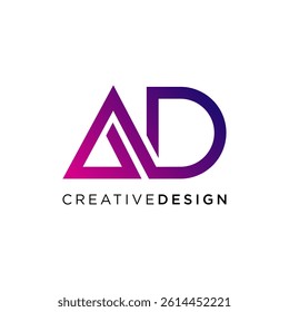 Creative AD Logo Design with Purple Gradient