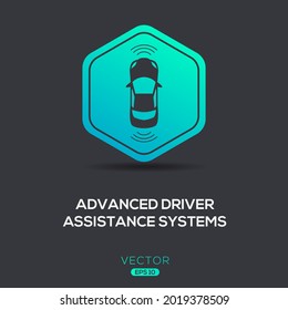 Creative (ADAS  Advanced Driver Assistance Systems) Icon ,Vector Sign.