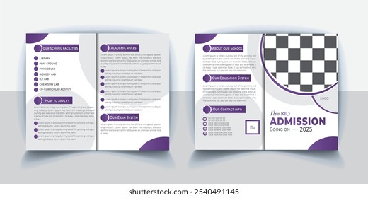 Creative admission bifold brochure template. Professional print ready a4 size education advertisement magazine. Kids, child, business, marketing, promotion, print and vector. 