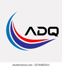 Creative ADQ Logo Design Featuring Dynamic Blue and Red Swirls with Modern Typography on White Background