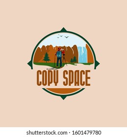 creative adventure logo with compass and copy space