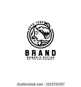 creative adventure logo design concept, women action in the environment logo ideas emblems icon vector template