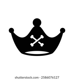 A creative and adventurous logo featuring a pirate theme with a regal crown, representing power, courage, and leadership. 