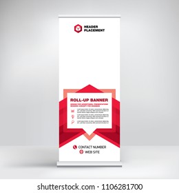 Creative advertising banner, roll-up design, stand for information, business concept for conferences, seminars, exhibitions, cool geometric background