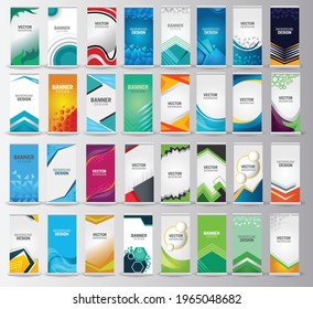 Creative advertising banner, roll-up design, stand for information, business concept for conferences, seminars, exhibitions, cool geometric background .vector illustration design collection