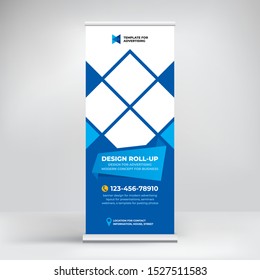 Creative advertising banner roll-up, stand for conferences, seminars, exhibitions, cool graphic background in vector