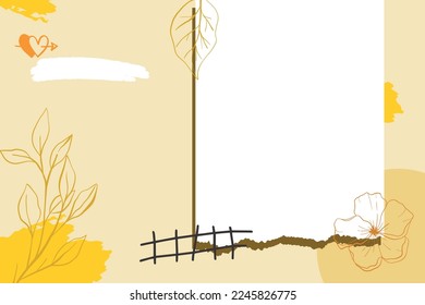 Páginas en blanco creativas y estéticas de papel rasgado con fondo abstracto floral