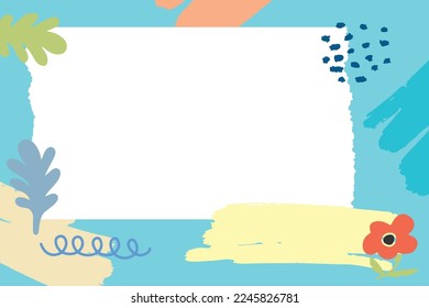 Creative and aesthetic blank pages of ripped paper with flower abstract background
