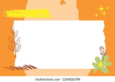 Páginas en blanco creativas y estéticas de papel rasgado con fondo abstracto floral