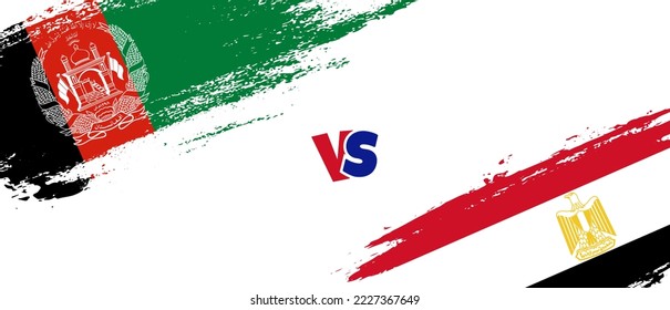 Creative Afghanistan vs Egypt brush flag illustration. Artistic brush style two country flags relationship background