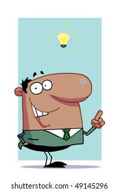 Creative African American Businessman Has Lightbulb Moment