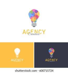Creative Agency, Abstract Multicolored Bulb Symbol Style Vector Icons, Logo, Sign Template