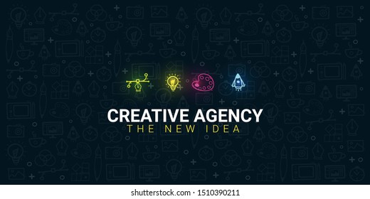 Creative Agency. Background with doodle design elements