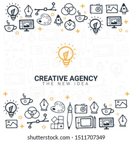 Creative Agency. Background with doodle design elements