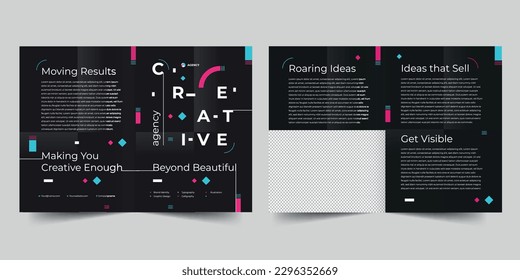 Plantilla de folleto biplida de la agencia creativa. Un diseño bidireccional limpio, moderno y de alta calidad. Folleto de plantillas editable y personalizado