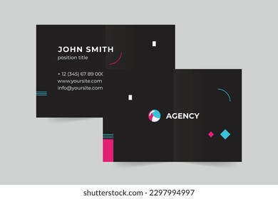 Plantilla de tarjeta de negocios de Creative Agency. Un diseño limpio, moderno y de alta calidad para el diseño de vectores de tarjetas de visita. Tarjeta de presentación de plantillas editable y personalizable