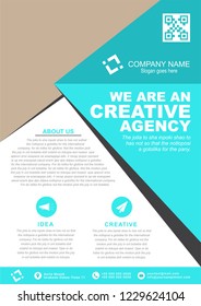 Creative agency cyan flyer template. Vector illustration.
