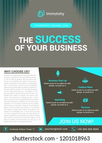 Creative agency cyan flyer. Vector illustration.