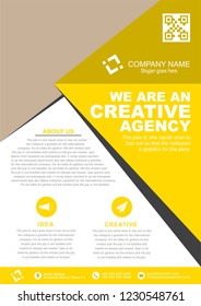 Creative agency gold flyer template. Vector illustration.