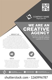 Creative agency gray flyer template. Vector illustration.