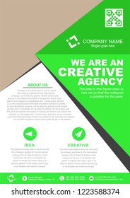 Creative agency green flyer template. Vector illustration.