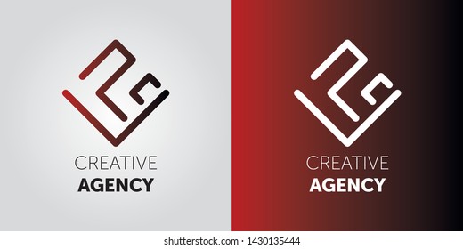 Creative Agency logo design. Abstract vetor logo. Sign for business, internet communication company, digital agency, marketing. Modern decorative geometric lines.